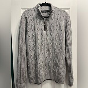 Quarter Zip Cable Knit Sweater Made in Italy